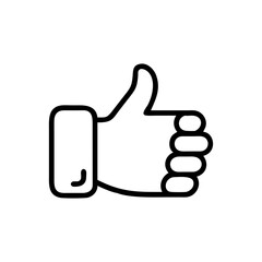 A simple graphic of a hand with the thumb extended upward in a gesture of approval or agreement