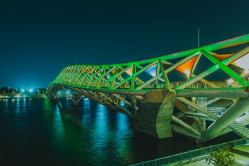 Atal Bridge is a pedestrian triangular truss bridge at Sabarmati Riverfront on Sabarmati River in Ahmedabad, Gujarat. Its design is inspired by kites and was inaugurated in 2022