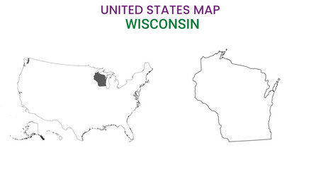 Wisconsin map of USA state. Wisconsin map vector illustration. Wisconsin vector map on white background.