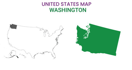Washington map of USA state. Washington map vector illustration. Washington vector map on white background.