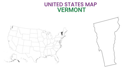 Vermont map of USA state. Vermont map vector illustration. Vermont vector map on white background.