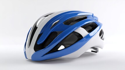Fototapeta premium Striking Bicycle Helmet Showcasing Aerodynamic Design on White Backdrop