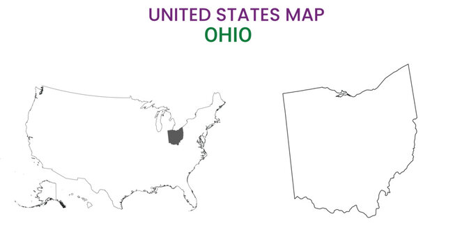 Ohio map of USA state. Ohio map vector illustration. Ohio vector map on white background.