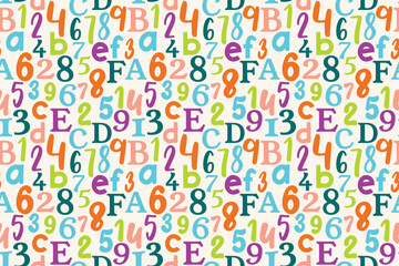 seamless pattern with numbers and letters. vector illustration