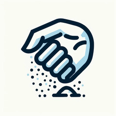 Fototapeta premium Hand sprinkling salt in a minimalist illustration style 