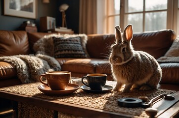  Modern Living Room with Pastel Accents and Natural Textures