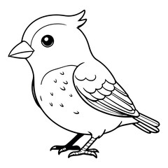 Obraz premium Adorable little bird cartoon illustration simple line drawing cute baby bird perfect for coloring pages childrens books and