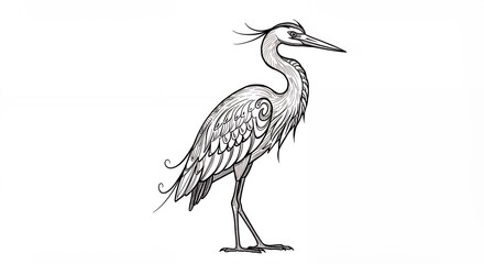 Obraz premium Detailed heron illustration grayscale