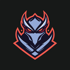 Stylized Character Mascot Design with Sharp Edges on Black