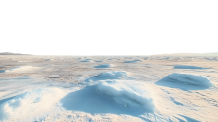 A wide expanse of frozen icy landscape under a clear sky