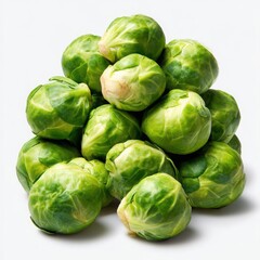 Pile of brussels sprouts isolated on white background