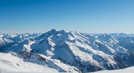 Fototapeta premium Panoramic view of snowy mountain range