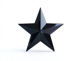 Obraz premium Glossy black star, studio shot on white background