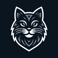 Stylized Black Cat Face Graphic Design on Dark Background