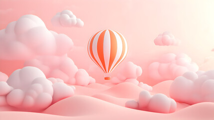 Naklejka premium A cartoonish drawing of a hot air balloon with a person inside