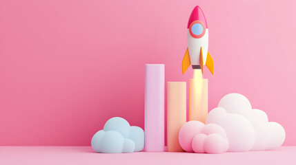 A rocket is flying through the sky 