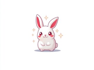 Obraz premium Cute white rabbit illustration, simple background