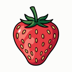 Fototapeta premium Single red strawberry illustration clipart graphic design food ripe fruit sweet juicy fresh