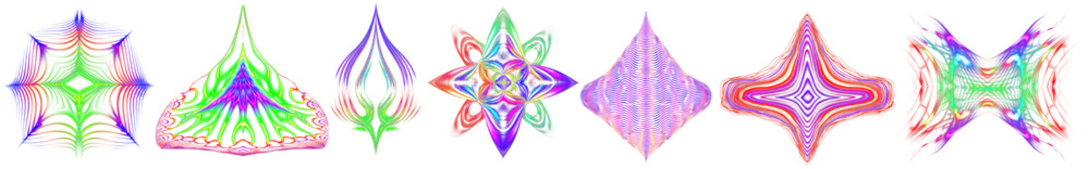 PNG Colorful abstract geometric patterns, elements on transparent background