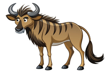 Wildebeest cartoon isolated on white.