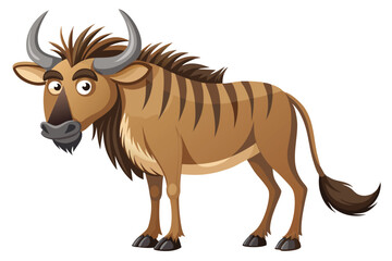 Wildebeest cartoon isolated on white.