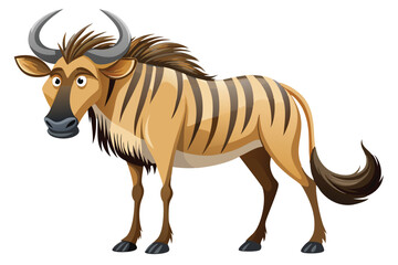 Wildebeest cartoon isolated on white.
