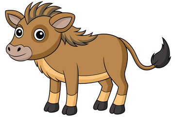 Wildebeest cartoon isolated on white.
