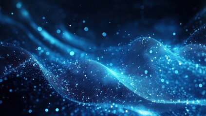 Fototapeta premium Abstract Blue Digital Waveform: Glowing Particles and Energy