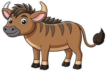 Wildebeest cartoon isolated on white.
