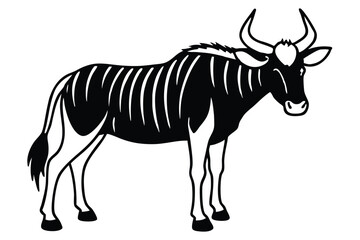Wildebeest cartoon isolated on white.