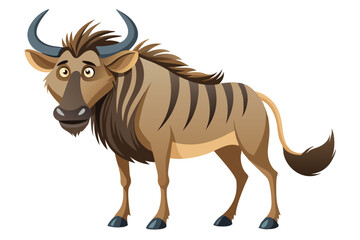 Wildebeest cartoon isolated on white.