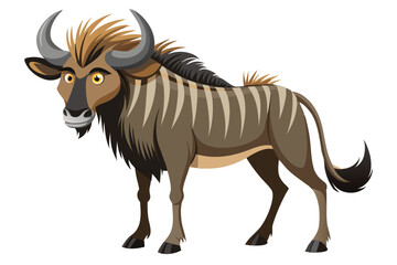 Wildebeest cartoon isolated on white.
