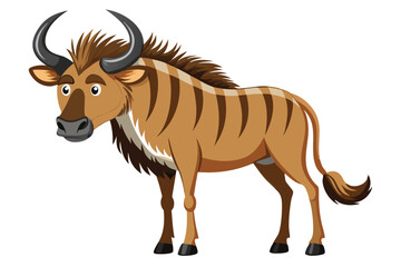 Wildebeest cartoon isolated on white.