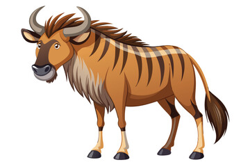Wildebeest cartoon isolated on white.