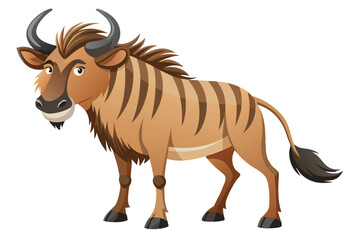 Wildebeest cartoon isolated on white.