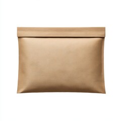 Sealed brown package mockup flat lay on white background