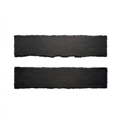 Two black paper strips isolated on white background