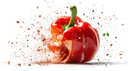 A pepper is shown in a blurry, splattered mess