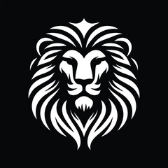 Lion Head Graphic Design White on Black Background