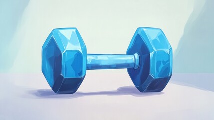 Obraz premium Crystal dumbbell on table, fitness, health, exercise