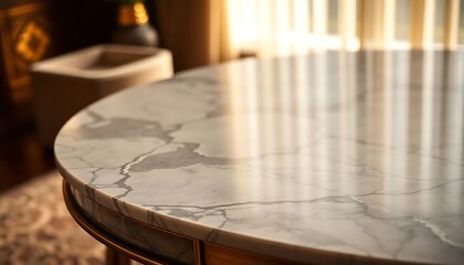 Obraz premium marble table with a vase on top of it