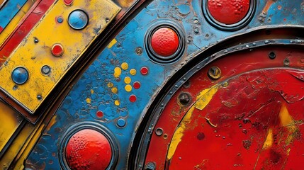 Colorful metal texture, industrial detail, abstract background, design element