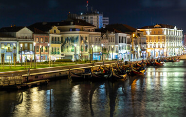 Traditional Moliceiro Boats Aveiro Night