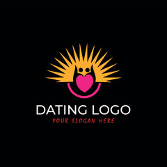 romantic couple dating logo design vector format