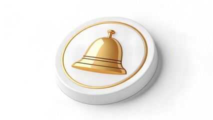 Crafting a Shiny Gold Bell Icon on a White Circular Notification Button

