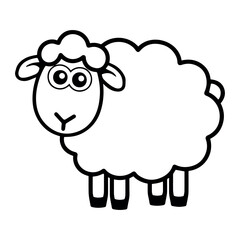 Obraz premium Adorable cartoon sheep illustration simple black white design lamb cute farm wool kids baby