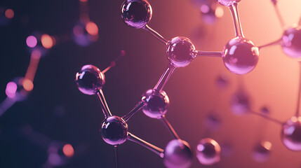 Abstract Molecular Structure Artwork Purple Pink Science Technology Background.