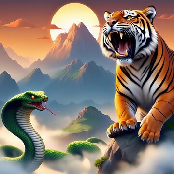 Indian lion defeats Pakistani cobra | indian army attack | army photo | pakistan army | india vs pakistan war &mdash; Jungle battle, intense glow, HD