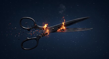 Naklejka premium HAIR AND GARDEN SCISSORS BURNING 