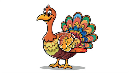 A funny cartoon turkey waving its wing 